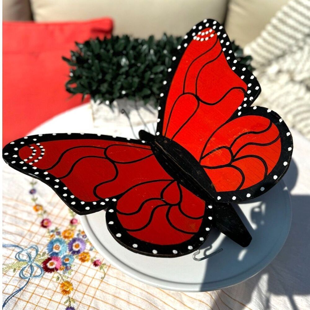 Vintage Handmade Garden Butterfly large wooden butterfly